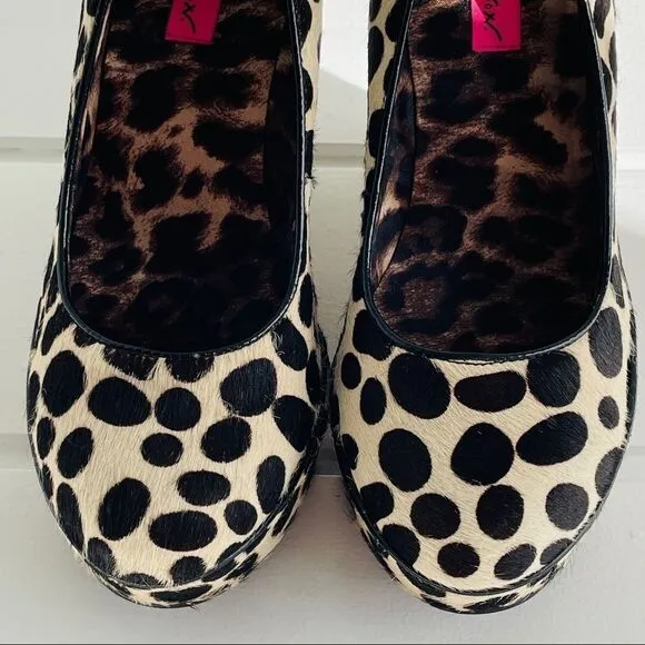 Betsey Johnson Mixxy Calf Hair Wedge Pump Shoes