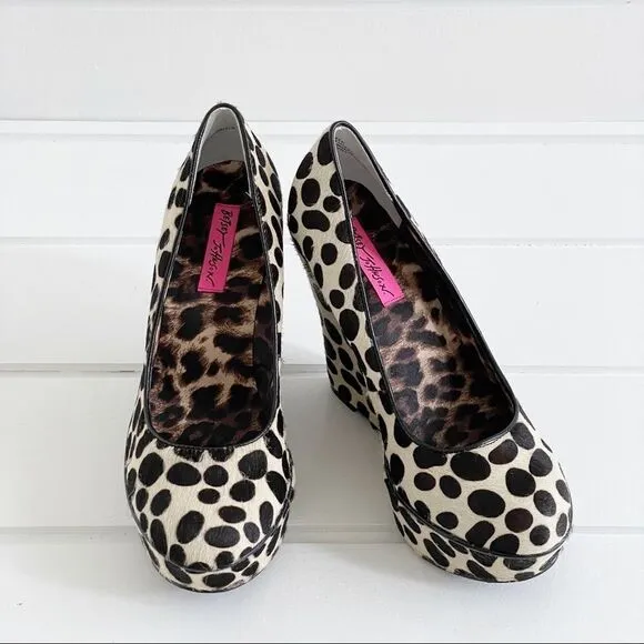 Betsey Johnson Mixxy Calf Hair Wedge Pump Shoes
