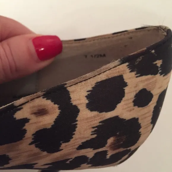 BEVERLY FELDMAN SHOES HEELS PEEP-TOE BLACK TAN ANIMAL PRINT BLING Size 7.5 M