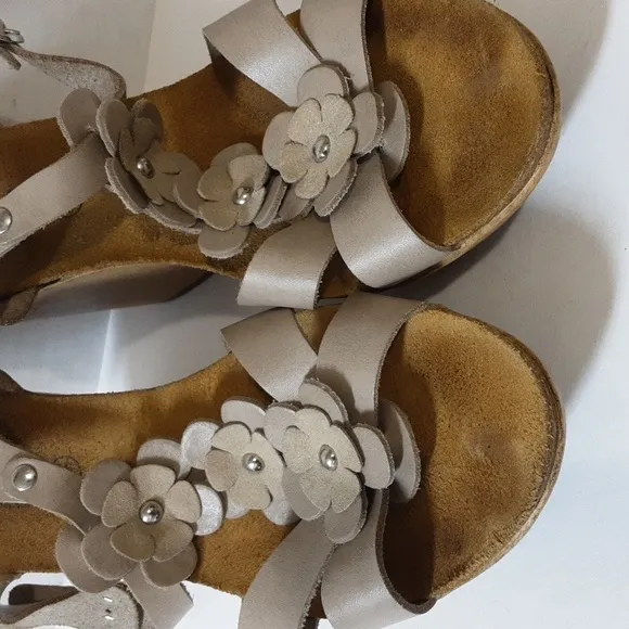 Biostep women leather wedge sandals 7.5 summer casual vacation Y2K official boho