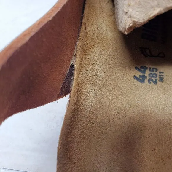 Birkenstock Milano Sandals 44 Mens 11 Brown Leather Slide Heel Strap Buckle Shoe