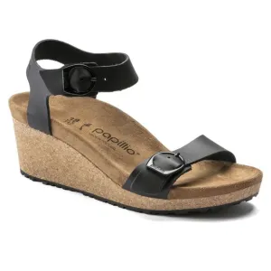 Birkenstock Papillio Soley black leather Wedge Sandals Women’s sz 38/7