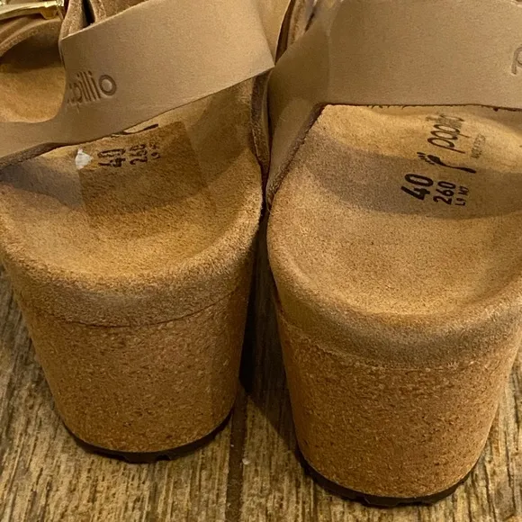 Birkenstock Papillio Soley Nubuck Leather Sandals Size 40 (9) Sandcastle NWOB