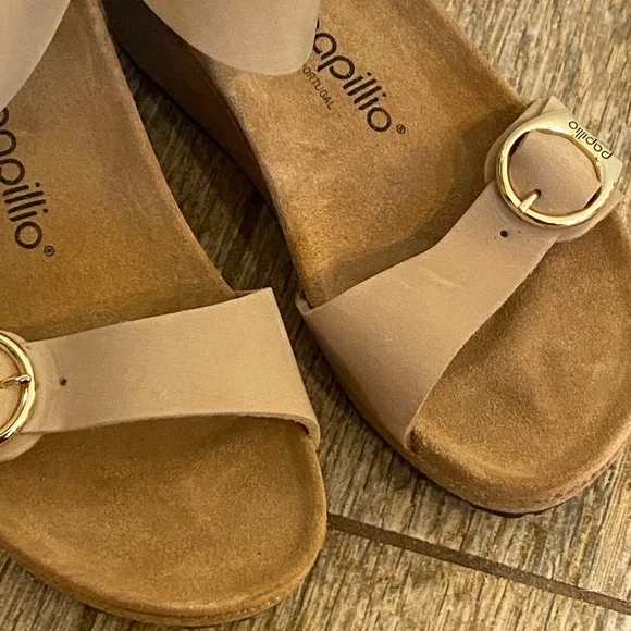 Birkenstock Papillio Soley Nubuck Leather Sandals Size 40 (9) Sandcastle NWOB