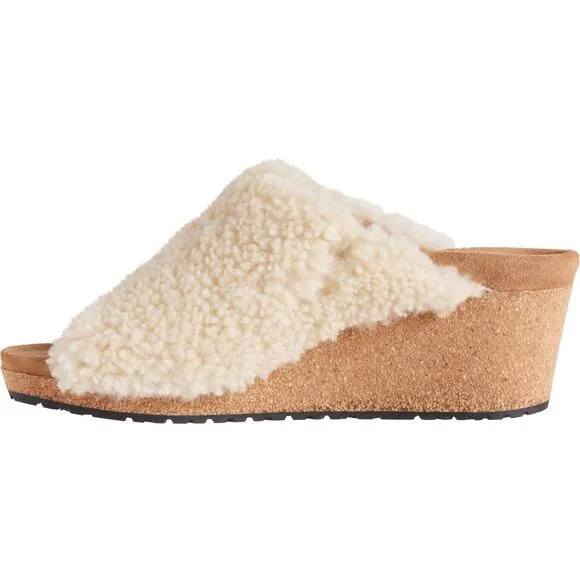 Birkenstock Women's Teddy Eggshell Namica Wedge Sandals Size 39 (8-8.5) NEW