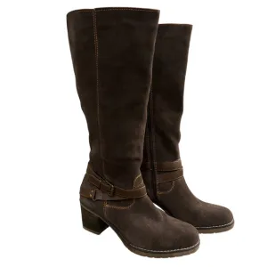 Bjorndal Piper Suede Leather Side Zip Block Heel Boots Size 8.5 Brown Riding