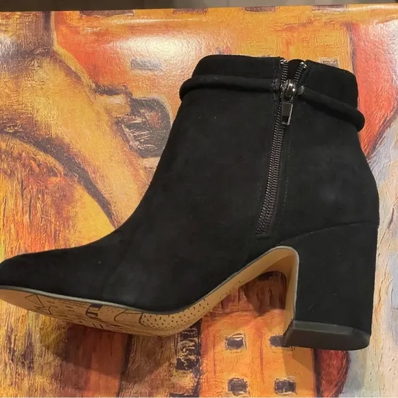 Black and Gold Ankle Boots with Block Heel