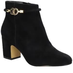 Black and Gold Ankle Boots with Block Heel