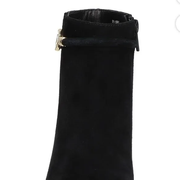 Black and Gold Ankle Boots with Block Heel