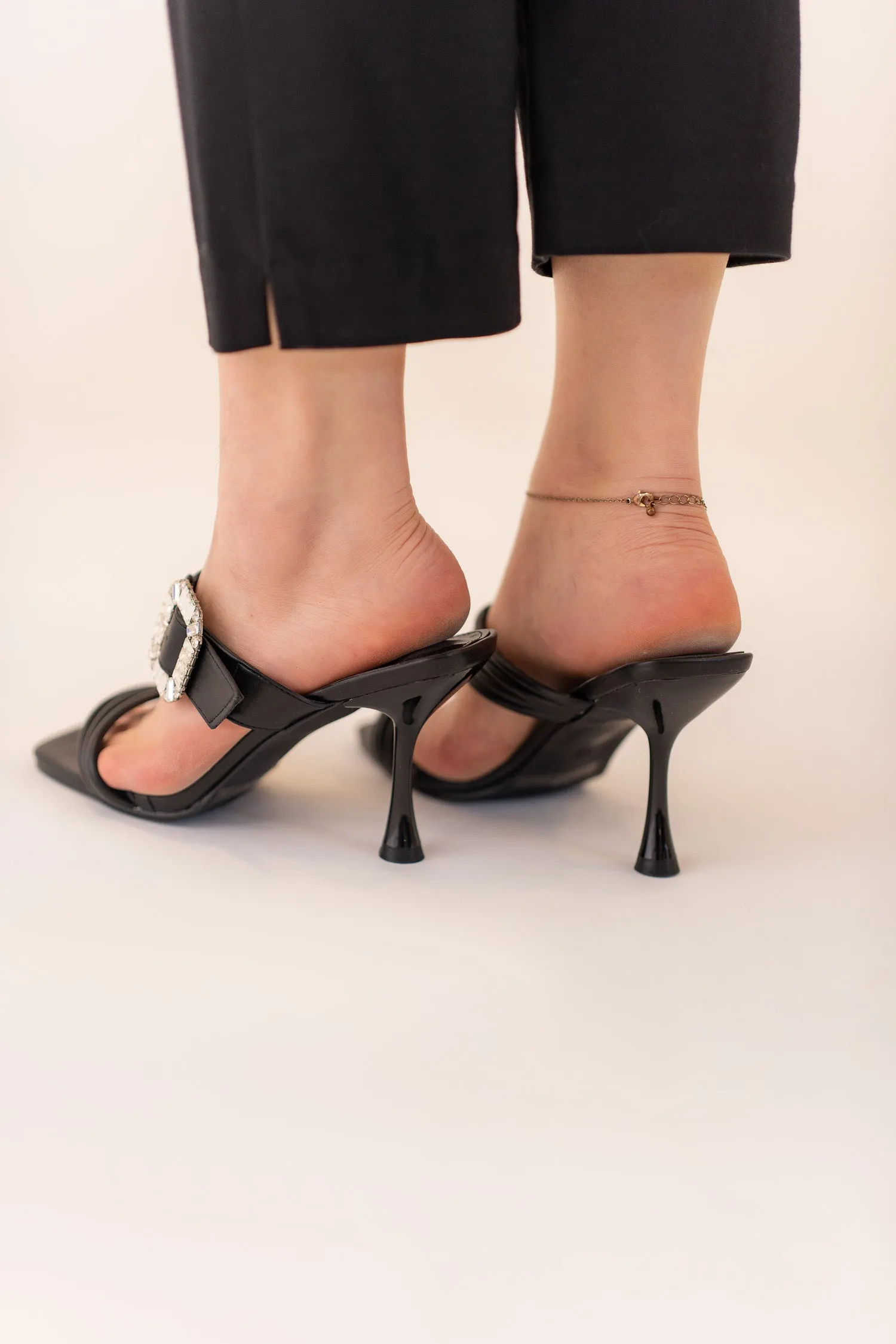 Black Jewel Heel Shoes