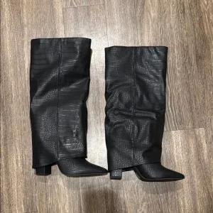 🖤Black Knee High Boots with Moderate Heel