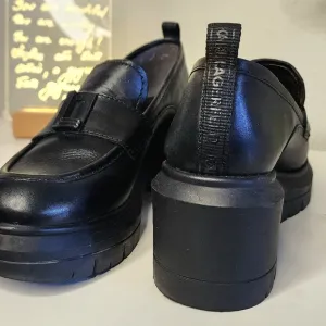 Black Leather Women's Loafers