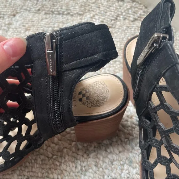 Black Open-Toe Block Heel Sandals