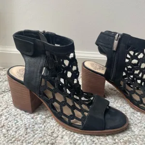 Black Open-Toe Block Heel Sandals