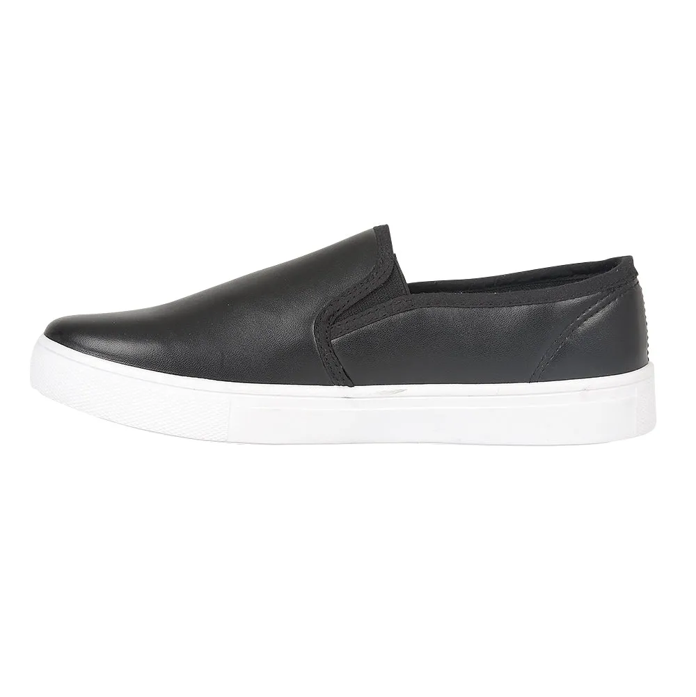 Black Pu Flat Shoes