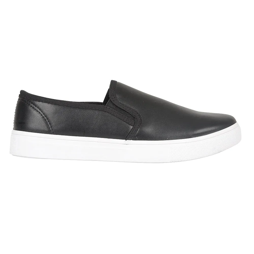 Black Pu Flat Shoes