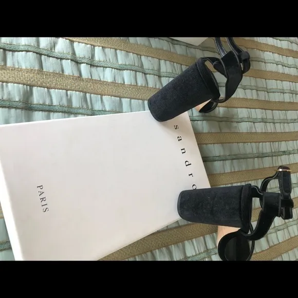 Black Sandro Women’s Adrianne Velvet Sandals