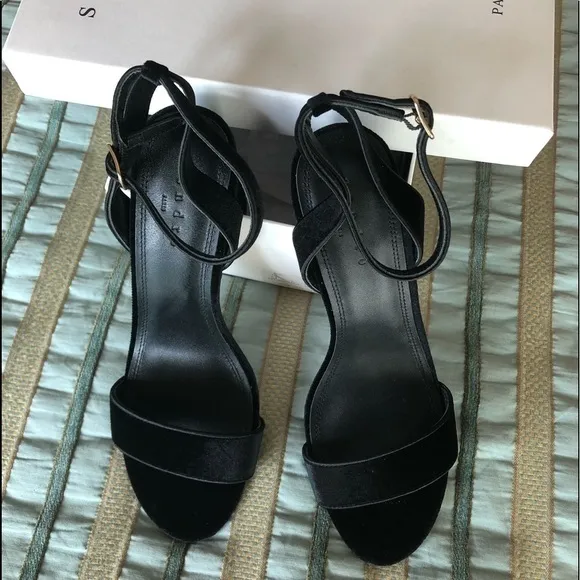 Black Sandro Women’s Adrianne Velvet Sandals