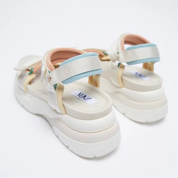 BLOGGERS FAV ZARA MULTICOLORED LOW HEELS SANDALS