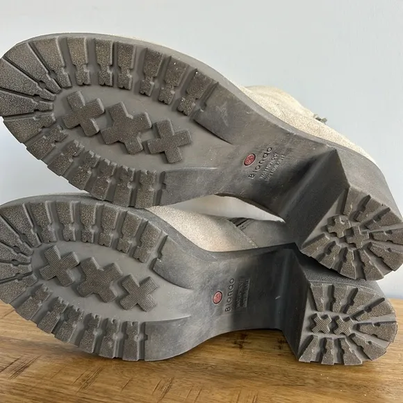 Blondo Skye Gray Suede Ankle Waterproof Boots with Chunky Heel and Zipper