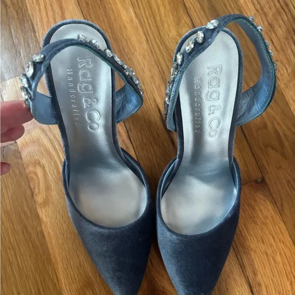 Blue Velvet Slingback Heels size 6