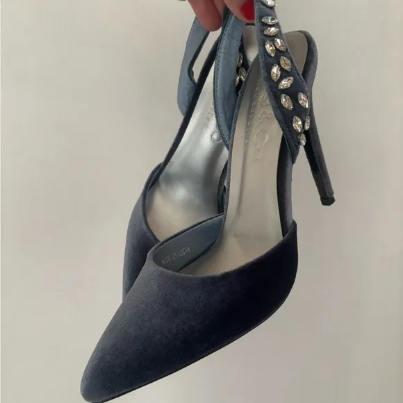 Blue Velvet Slingback Heels size 6