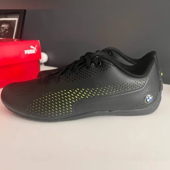BMW Puma Black and Yellow Green Athletic Shoes
