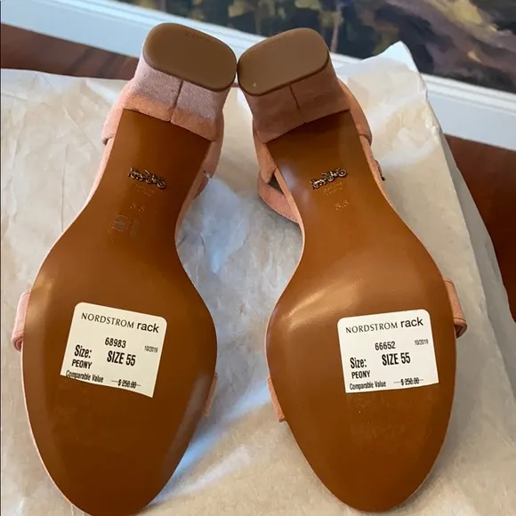 BNWT Coach Pink Peony Suede Heel Sandals