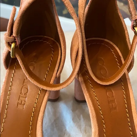 BNWT Coach Pink Peony Suede Heel Sandals