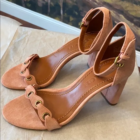 BNWT Coach Pink Peony Suede Heel Sandals