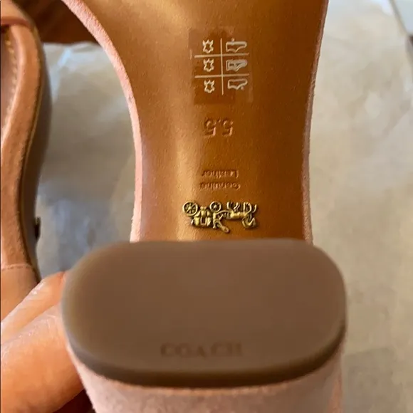 BNWT Coach Pink Peony Suede Heel Sandals