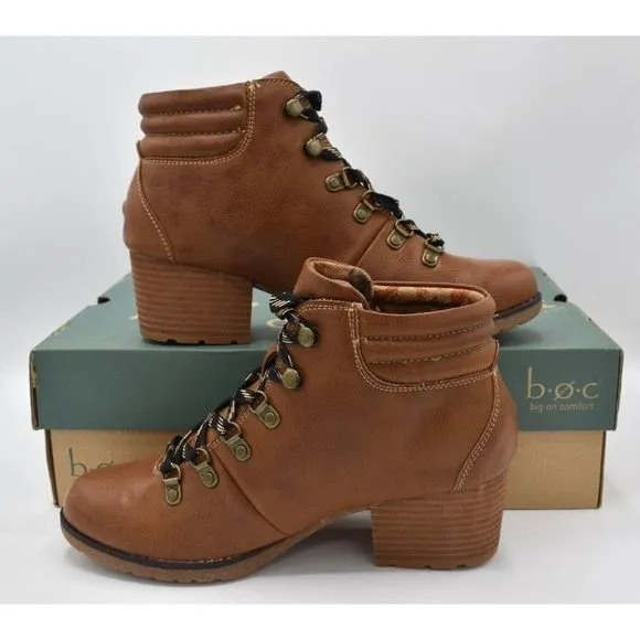 BOC Born Concept Womens Size 11 Alder Brown Block Heel Lace Up Booties Boots