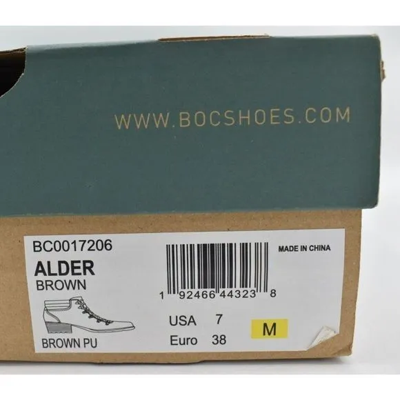 BOC Born Concept Womens Size 7 Alder Brown Block Heel Lace Up Booties Boots
