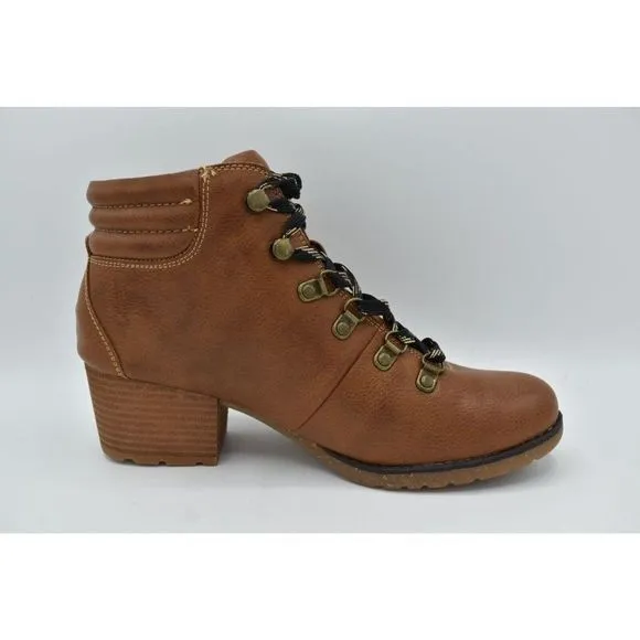 BOC Born Concept Womens Size 7 Alder Brown Block Heel Lace Up Booties Boots