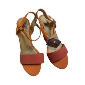 Bolaro By Summer Rio Orange Suede Wedge Platforms 7 1/2 NWOT