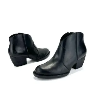 BORN BLACK GENUINE LEATHER HEELED WESTERN / COWBOY ANKLE BOOTS / BOOTIES
