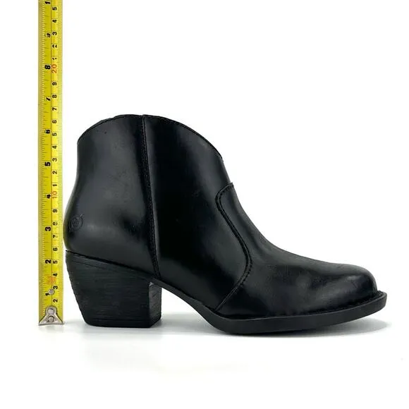 BORN BLACK GENUINE LEATHER HEELED WESTERN / COWBOY ANKLE BOOTS / BOOTIES