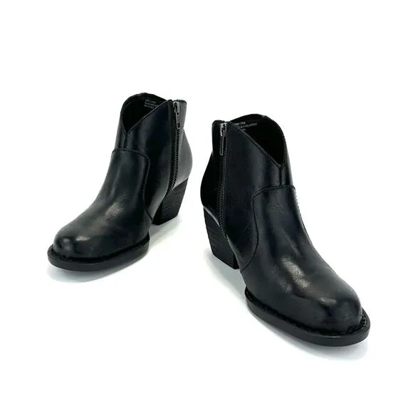 BORN BLACK GENUINE LEATHER HEELED WESTERN / COWBOY ANKLE BOOTS / BOOTIES