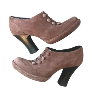 Born Crown Pink Suede Victorian Platform Heels Vintage Style Shoe size 9