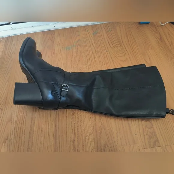 Born Esla Women's Black Block Heel Leather Knee High Boots