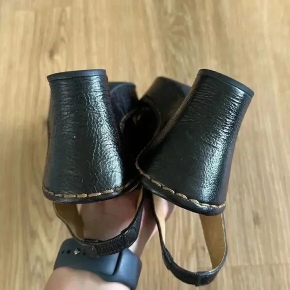 Born Leather Slingback Block Heel Sandals Women Size US 8