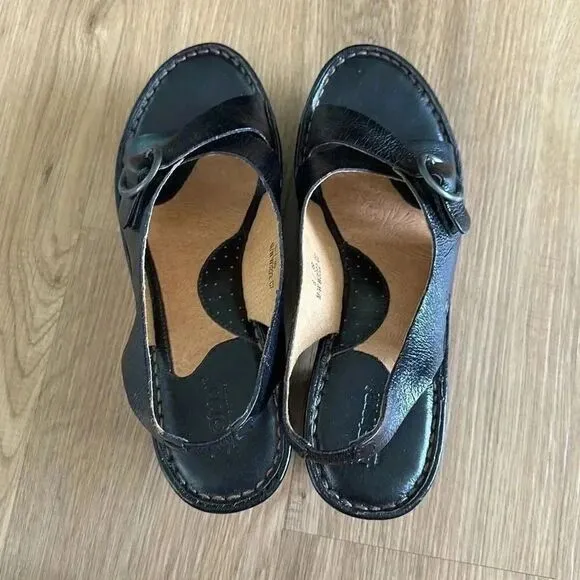 Born Leather Slingback Block Heel Sandals Women Size US 8