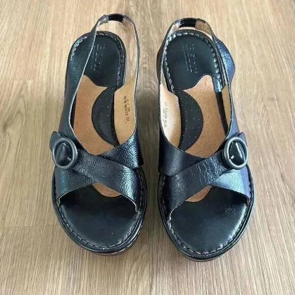 Born Leather Slingback Block Heel Sandals Women Size US 8