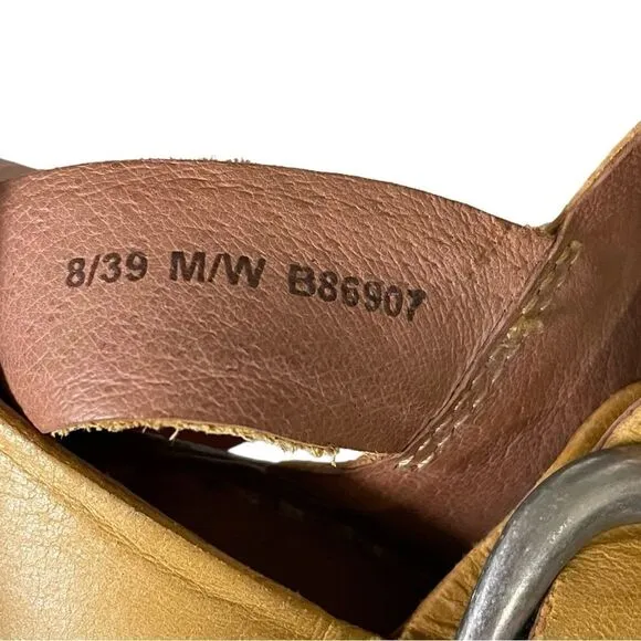 BORN Leather Wedge Summer Sandals Mustard Yellow Brown 8