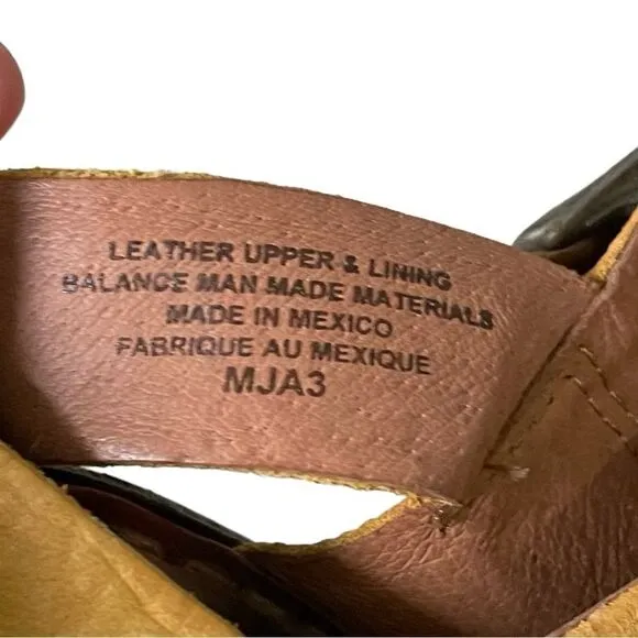 BORN Leather Wedge Summer Sandals Mustard Yellow Brown 8