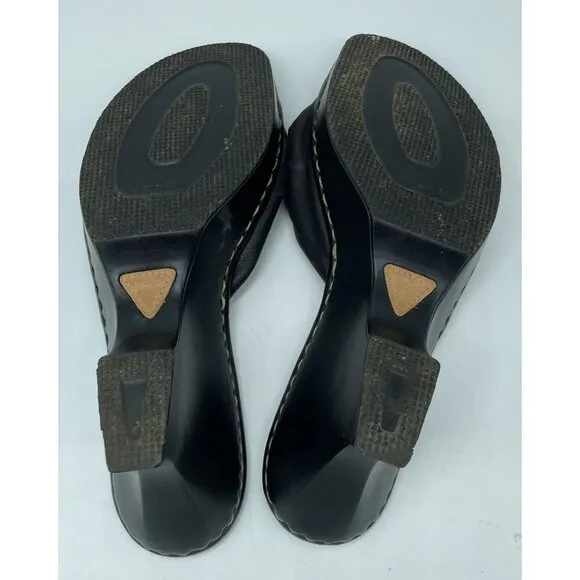 Born Wedge Sandals Black Leather US size 9 #3890L3