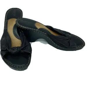 Born Wedge Sandals Black Leather US size 9 #3890L3