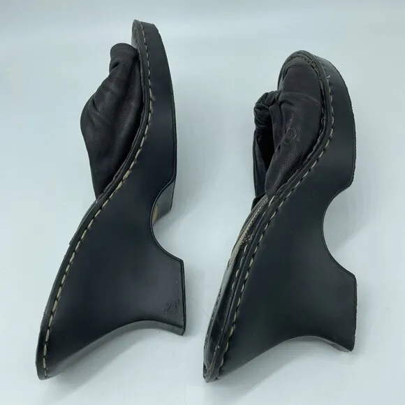 Born Wedge Sandals Black Leather US size 9 #3890L3