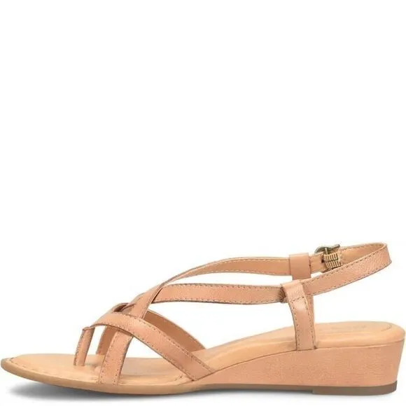 Born Sibyl BR0055702 Sandals Women's 7 Tan Leather Wedge Heel Slingback ZPO1137