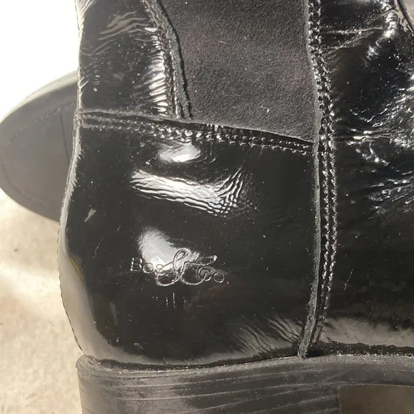 Bos &amp; Co Women’s Black Patent Leather and Micro Suede Tall Moto Goth Emo Boots
